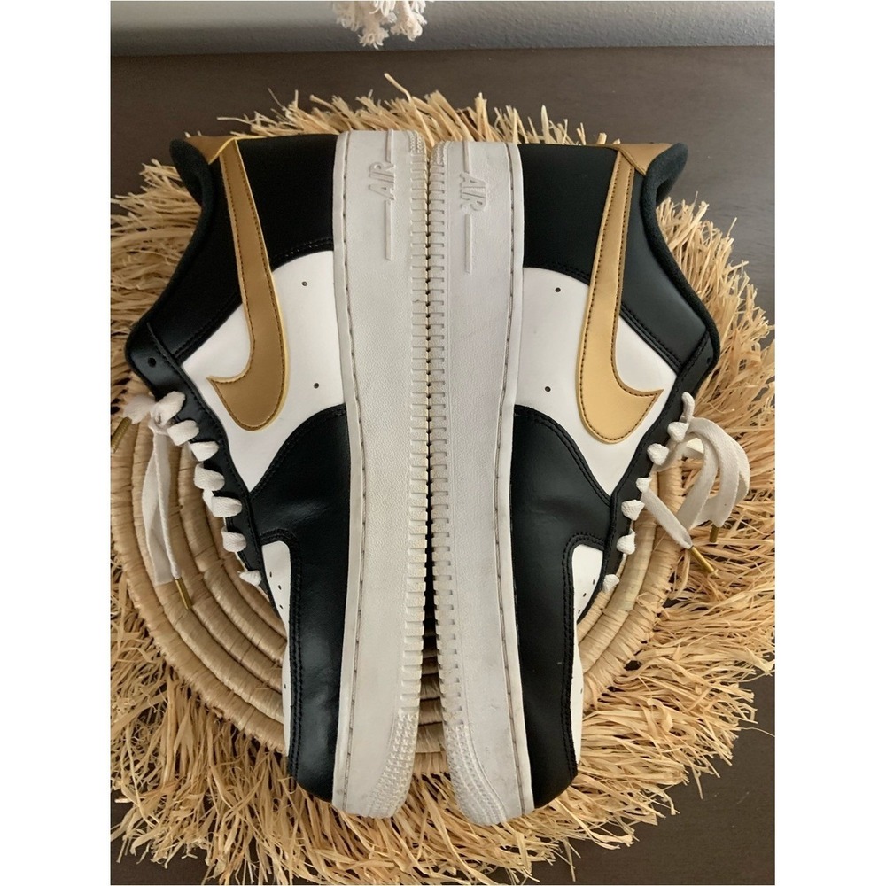 NIKE Men's Air Force One Black White Gold Sneakers Size‎ 10.5 - Picture 12 of 16